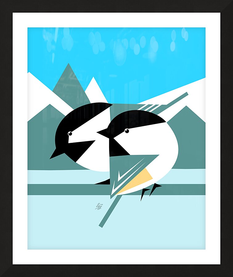 Geometric Chickadee Vector Art Picture Frame print