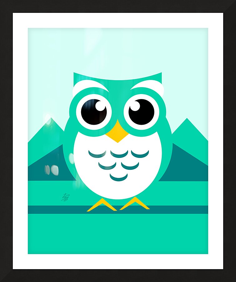 Cute Owl Vector cartoon Picture Frame print
