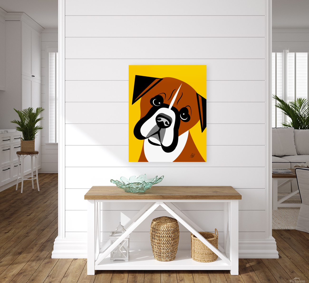 Boxer Dog Portrait Reproduction