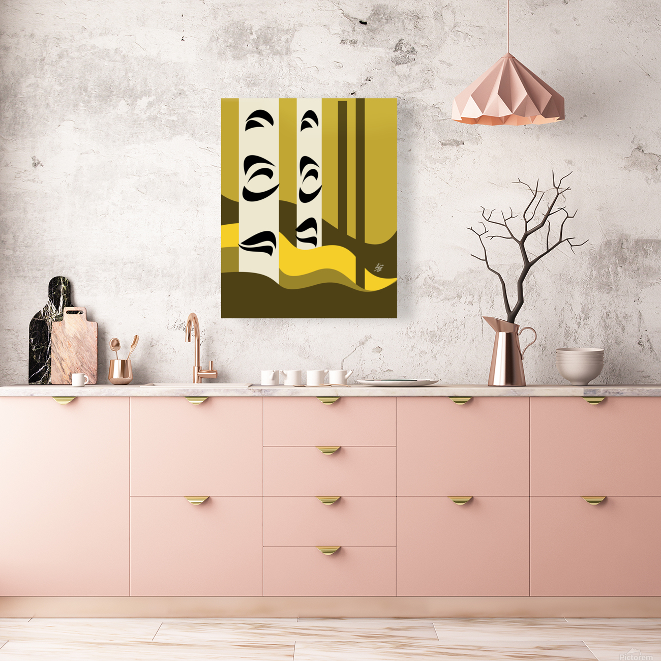 Abstract Birch Tree Landscape Reproduction