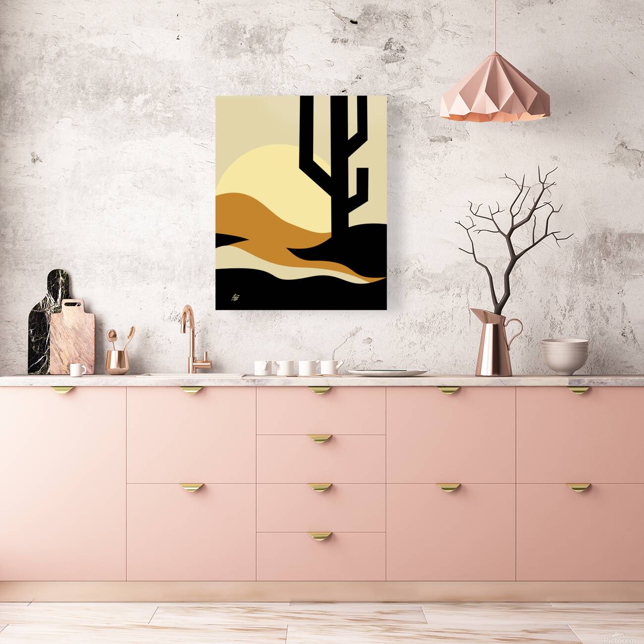 Desert Cactus Landscape Abstract Reproduction