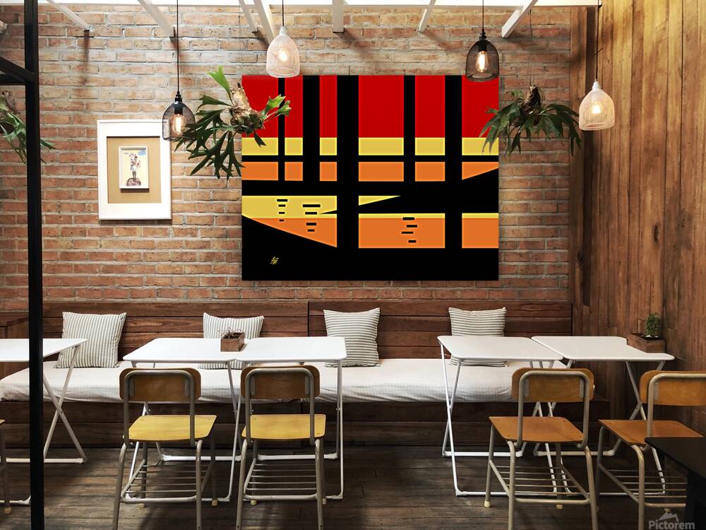 Sunset Landscape Geometric Abstract Reproduction
