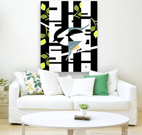 Chickadees Perched on Birch Tree by Liz Cereby