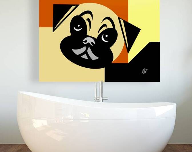 Geometric Abstract Pug Dog Art by Liz Cereby