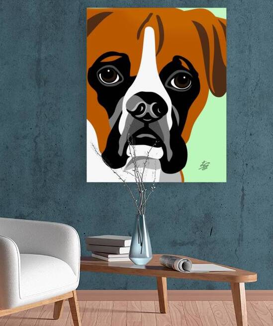 Boxer Dog Illustrative Portrait by Liz Cereby