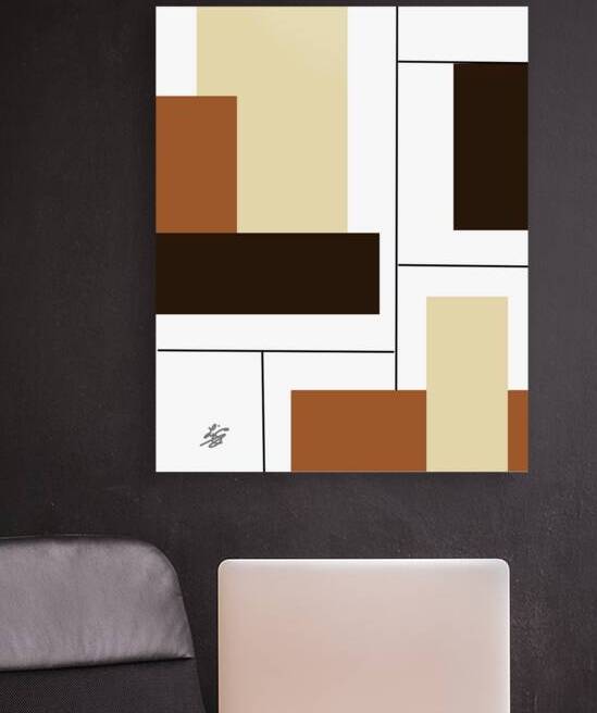 Beige and Black Geometric Abstract by Liz Cereby