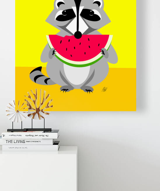 Raccoon with Watermelon by Liz Cereby