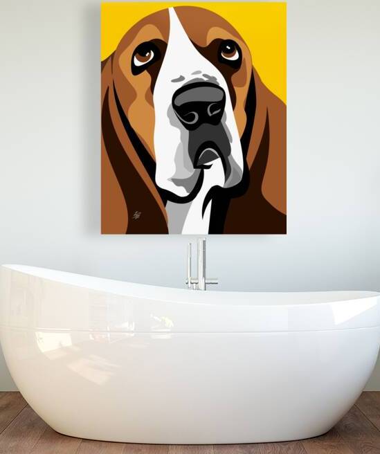 Basset Hound Vector Portrait Reproduction