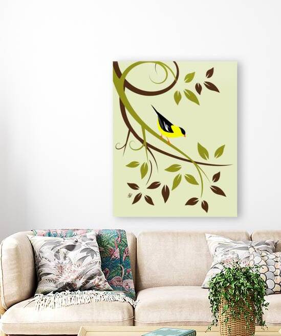 Stylized American Goldfinch Art by Liz Cereby