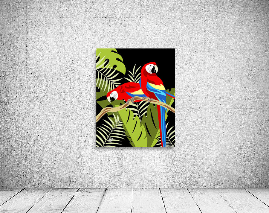Stylized Two Scarlet Macaws Wall Preview