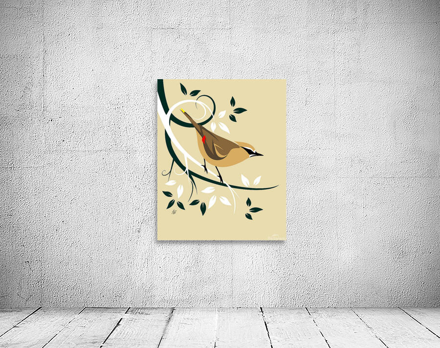 Stylized Cedar Waxwing Wall Preview