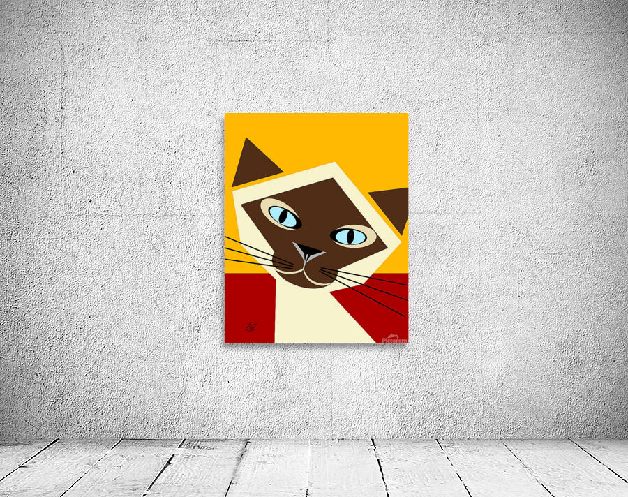 Stylized Siamese Cat Portrait Wall Preview