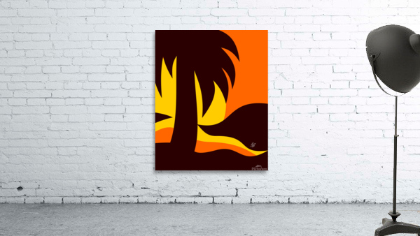 Palm Tree Silhouette In Sunset Stylized Landscape Wall Preview