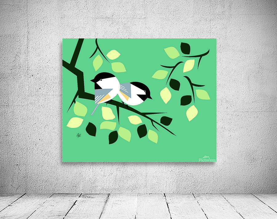 Chickadees On Tree Branch Wall Preview