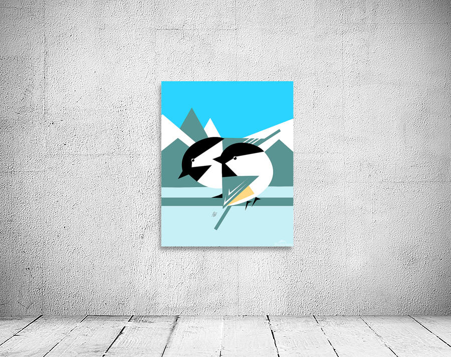 Geometric Chickadee Vector Art Wall Preview