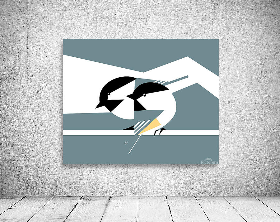 Black Capped Chickadees Geometric Style Wall Preview