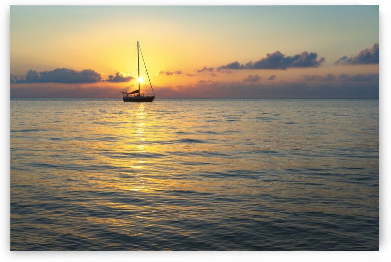 16x24 20150325KW LN Roatan Sailboat Sunset by Kevin Wenning