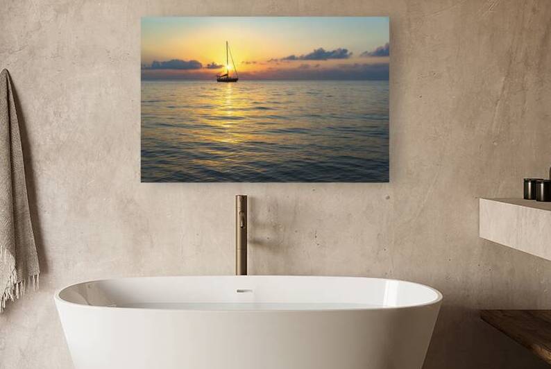 16x24 20150325KW LN Roatan Sailboat Sunset by Kevin Wenning