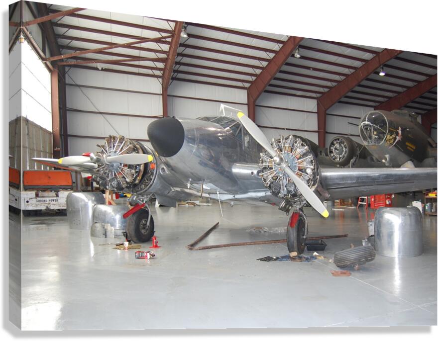 Beech C-45H winter maintenance Canvas Print
