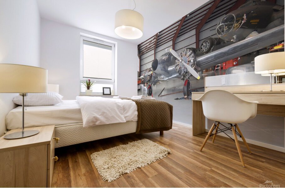 Beech C-45H winter maintenance Mural print