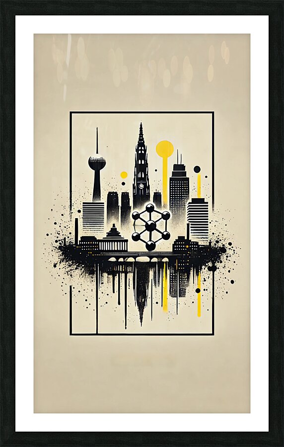 Brussels Inked Skyline Picture Frame print