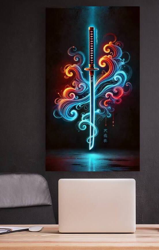 Neon Katana with Ethereal Swirls by ART BY ARCHI