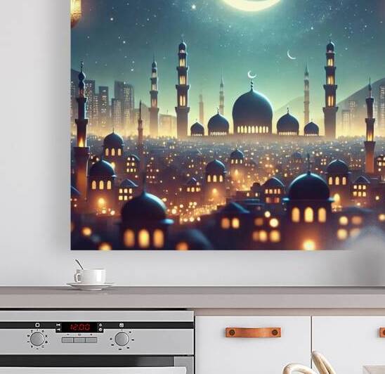 Luce di Luna e Minareti: Il Fascino di una Notte Sacra by Canvas Expressions