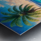 Serene beach landscape with palm trees crystal  Metal print