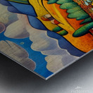 Van Gogh Flores y colinas atardecer watercolor Metal print