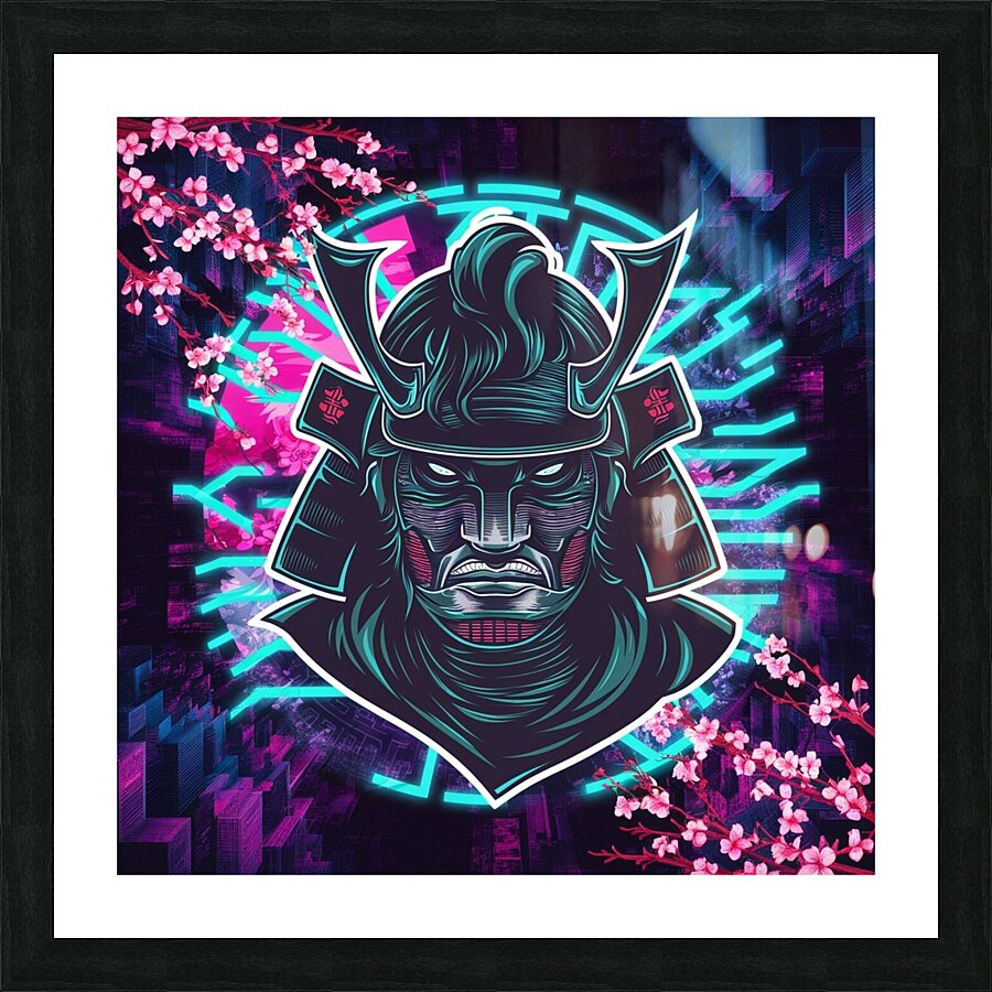 Futuristic samurai mask Picture Frame print
