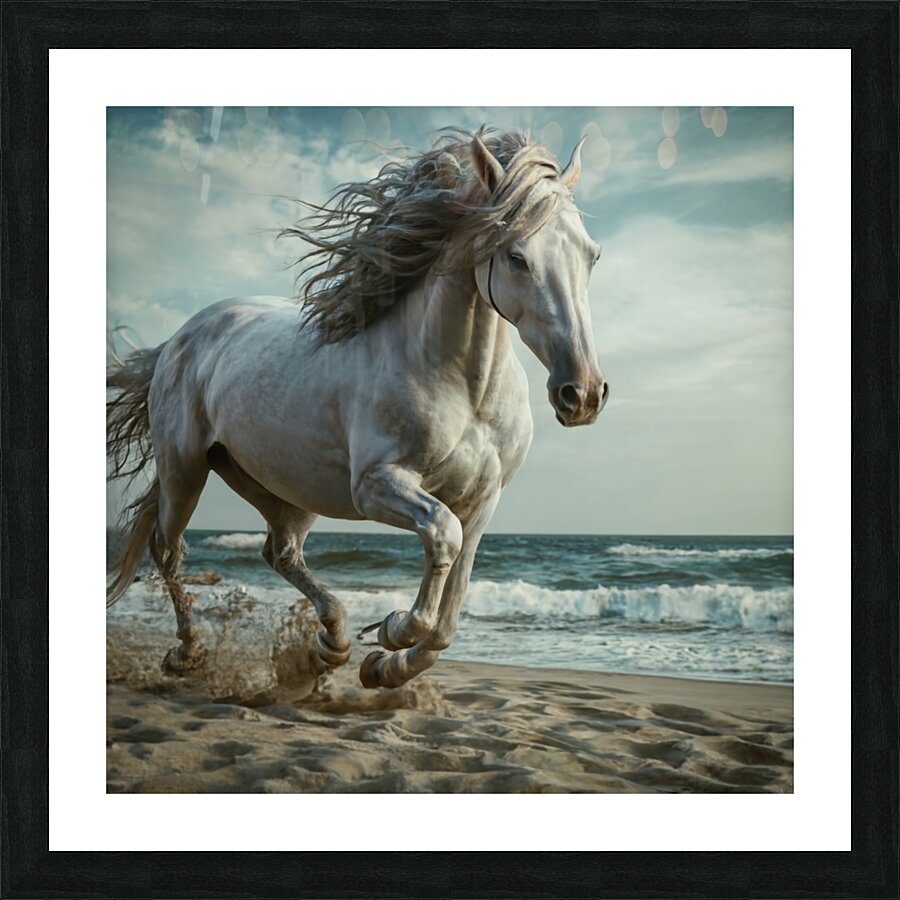 White horse  Picture Frame print