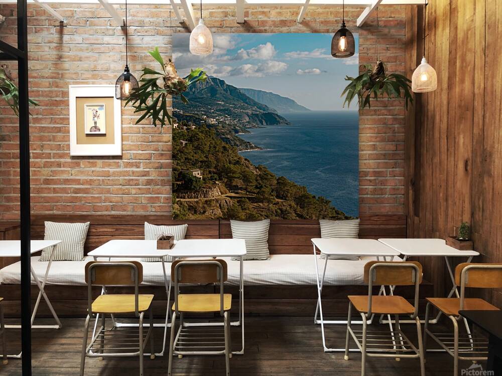  beautiful view overlooking the sea and the mountain Reproduction