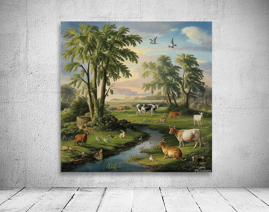 Nature in the Spring .bords rabbits . water cows .goats Wall Preview