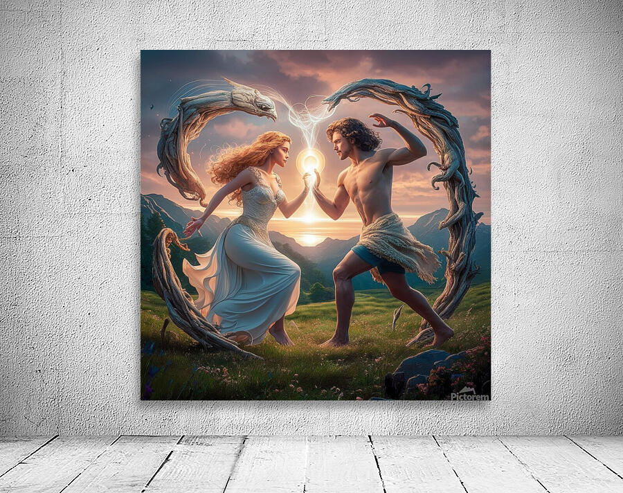 Une femme d Une beaute irreelle rencontre un homme au charme mysterieux  Wall Preview