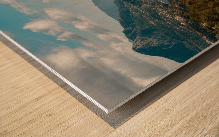  beautiful view overlooking the sea and the mountain Wood print