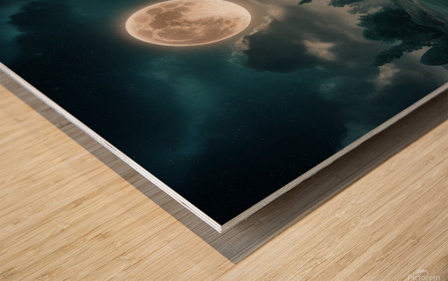 Full moon  Wood print