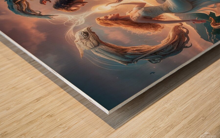 Une femme d Une beaute irreelle rencontre un homme au charme mysterieux  Wood print