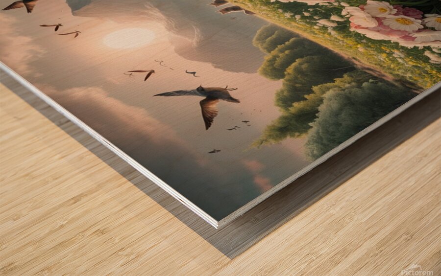 Des oiseaux volent  Wood print