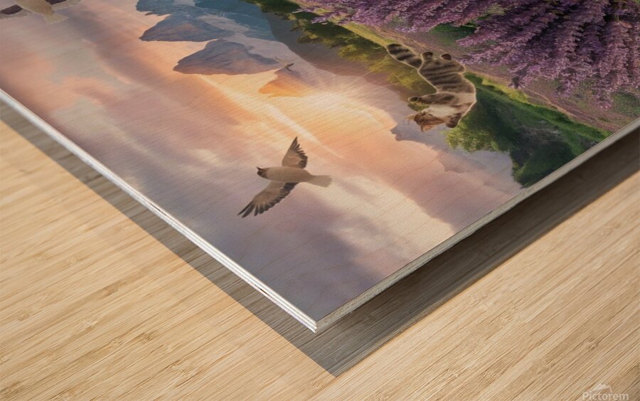 Playful cats Wood print