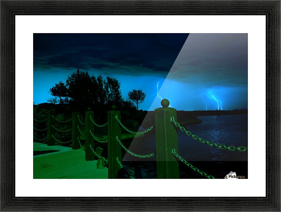 Lightning over the Pond Picture Frame print