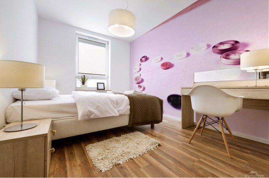 Heart shape with colored buttons Mural print