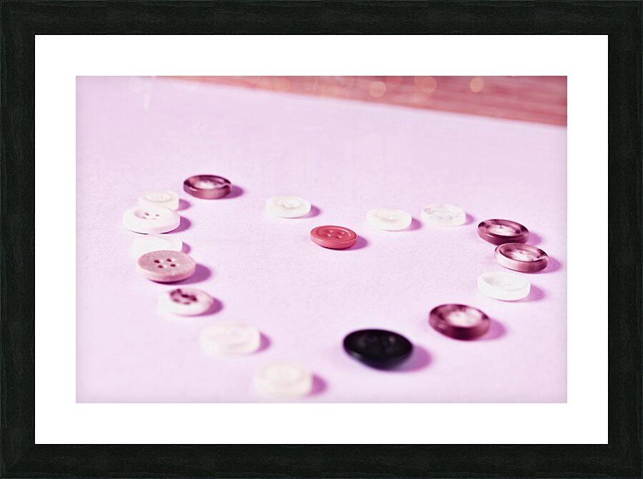 Heart shape with colored buttons Picture Frame print