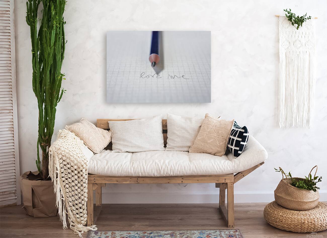 Words LOVE ME on paper and pencil Reproduction