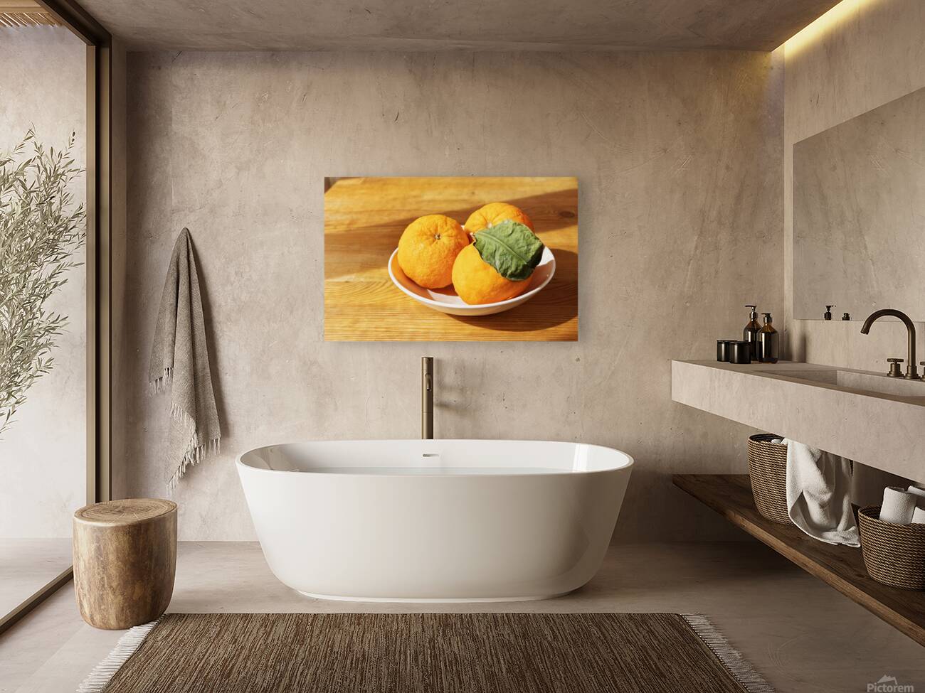 Fresh oranges in plate Reproduction