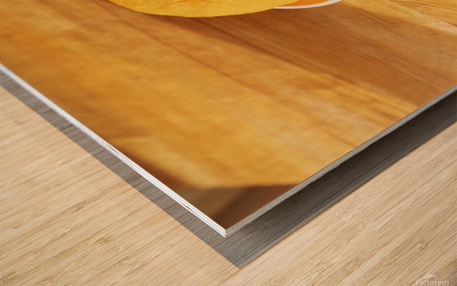 Fresh oranges in plate Wood print