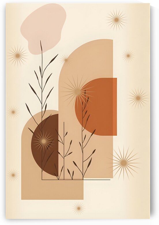 Boho Geometric Nature Art – Harmony in Shapes Abstract Wall Decor by ahmednassaar