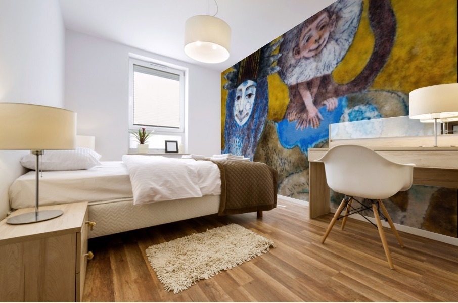 Lion and Monkey Mural print
