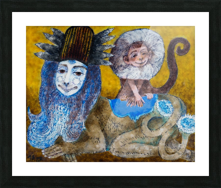 Lion and Monkey Picture Frame print