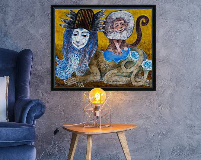 Lion and Monkey by Zdenek Krejci