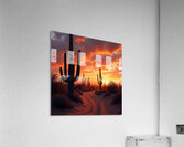 Cactus Sunset Trail – Desert Glow at Golden Hour Acrylic Print